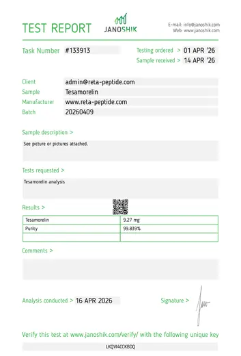 HPLC certificate of analysis report 11 — Pro Peptide Australia