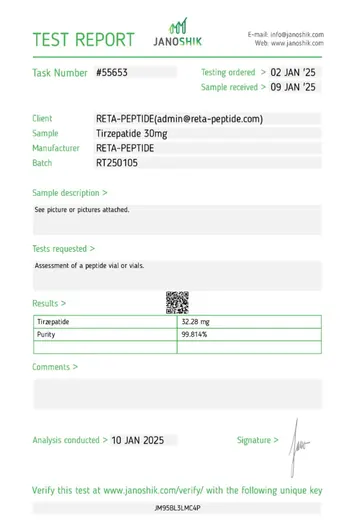 HPLC certificate of analysis report 2 — Pro Peptide Australia