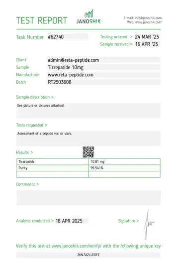 HPLC certificate of analysis report 4 — Pro Peptide Australia