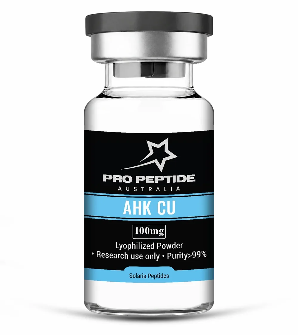 AHK CU 100mg — ≥99% purity research peptide vial supplied by Pro Peptide Australia