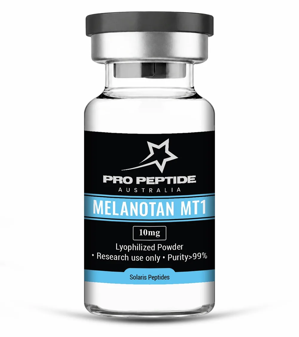 MELANOTAN MT1 10mg — ≥99% purity research peptide vial supplied by Pro Peptide Australia