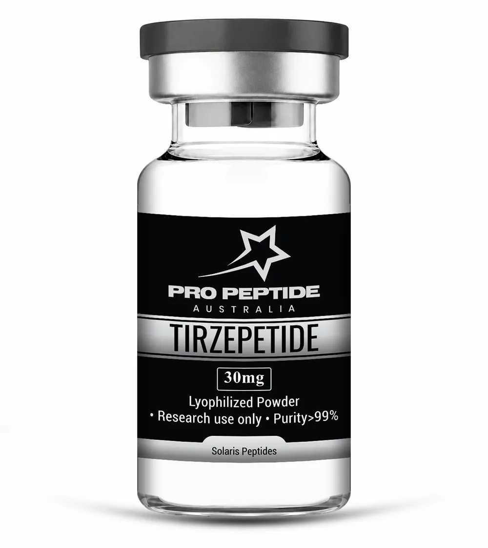 Tirzepetide 30mg — ≥99% purity research peptide vial supplied by Pro Peptide Australia
